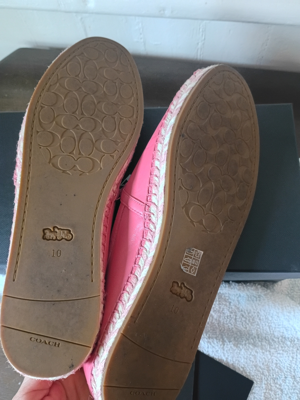 COACH Women's Pink Leather Espadrille Slip-Ons - Picture 9 of 11